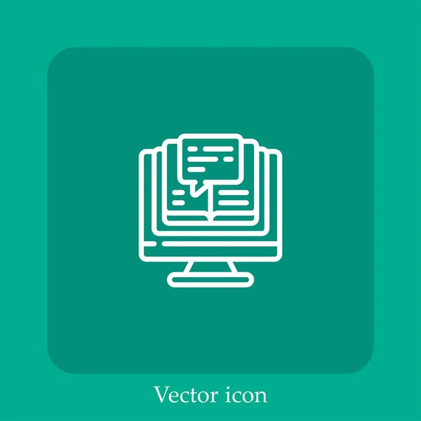 Icono Del Vector Escritorio Icon Line Lineal Con Carrera Editable — Vector de stock