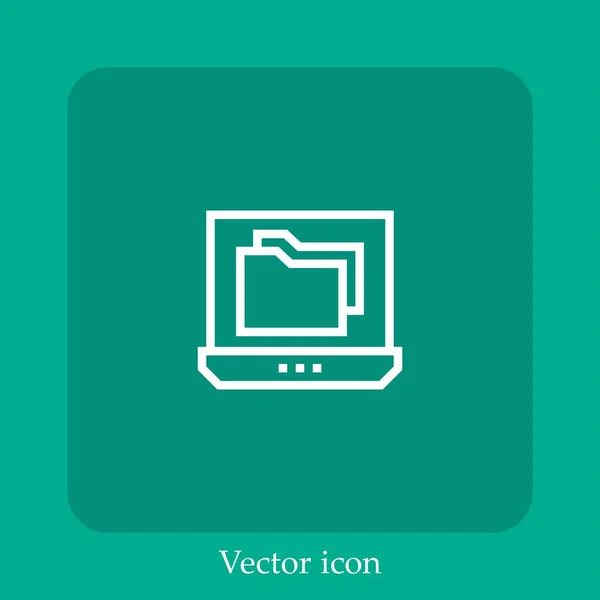 Laptop Vektor Symbol Lineare Icon Line Mit Editierbarem Strich — Stockvektor