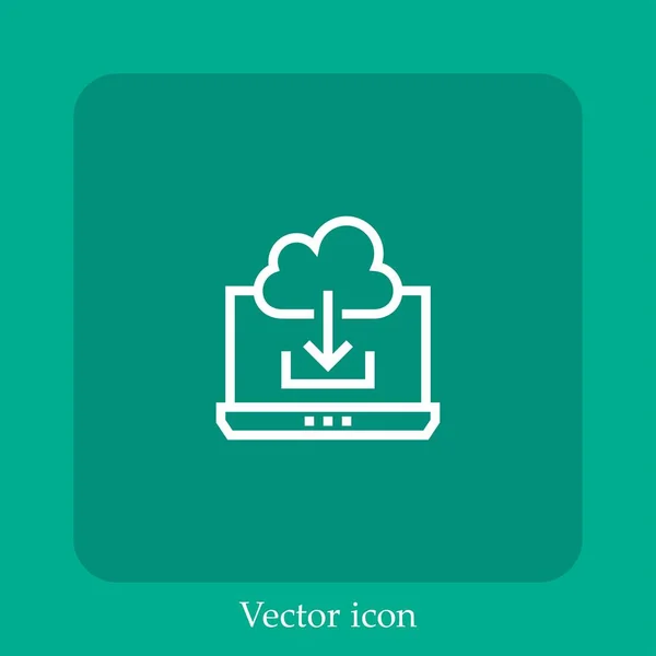 Icono Del Vector Portátil Icon Line Lineal Con Carrera Editable — Vector de stock