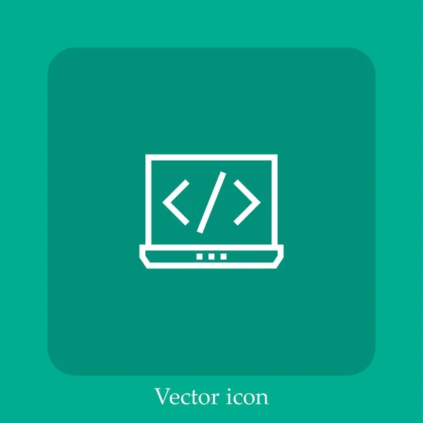 Laptop Vector Icon Linear Icon Line Editable Stroke — Stock Vector