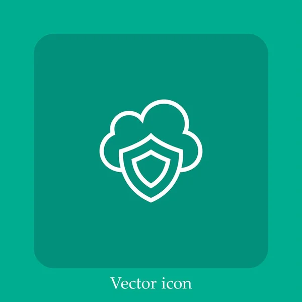 Pajzs Vektor Ikon Lineáris Ikon Line Szerkeszthető Stroke — Stock Vector