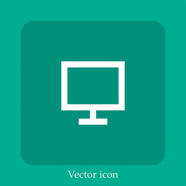 Icono Vector Computadora Icon Line Lineal Con Carrera Editable — Vector de stock