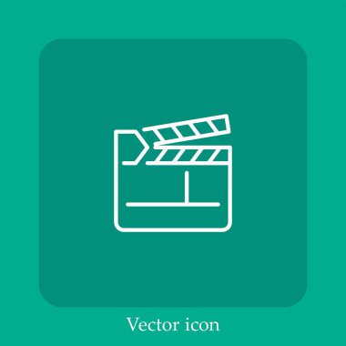 Clapboard vektör simgesi doğrusal simgesi. Düzenlenebilir vuruş çizgisi