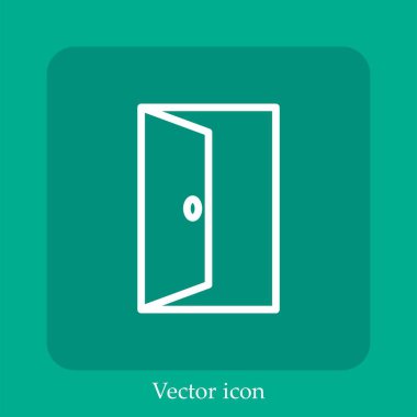 Açık kapı vektör doğrusal simgesi. Düzenlenebilir vuruş çizgisi