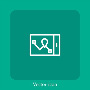 akıllı telefon çevrimiçi iz vektör doğrusal simgesi. Düzenlenebilir vuruş çizgisi