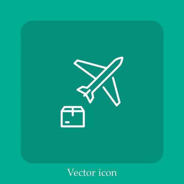 Flugzeug Vektor Symbol Lineare Icon Line Mit Editierbarem Strich — Stockvektor