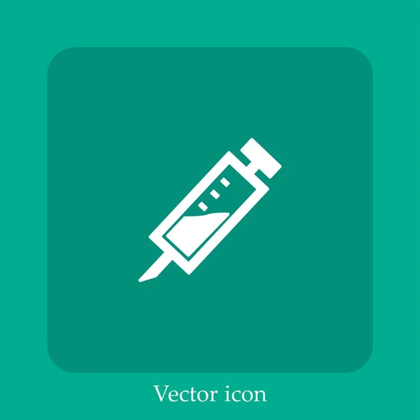 Anesthésie Dentiste Injection Diagonale Symbole Vectoriel Icône Linéaire Ligne Avec — Image vectorielle