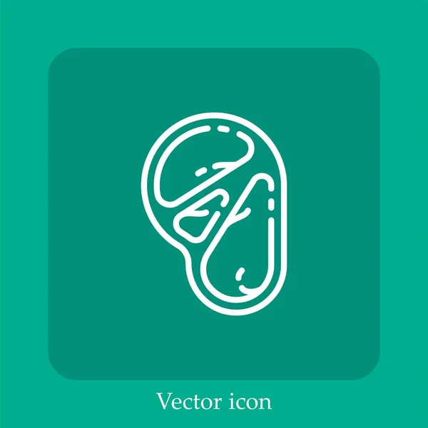 Icône Vectorielle Steak Boeuf Icône Linéaire Ligne Avec Course Modifiable — Image vectorielle
