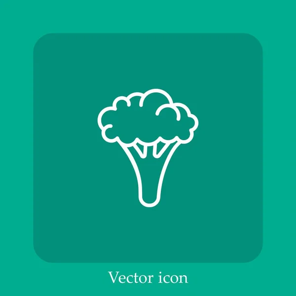 Brokkoli Porcion Vektor Symbol Lineare Icon Line Mit Editierbarem Strich — Stockvektor
