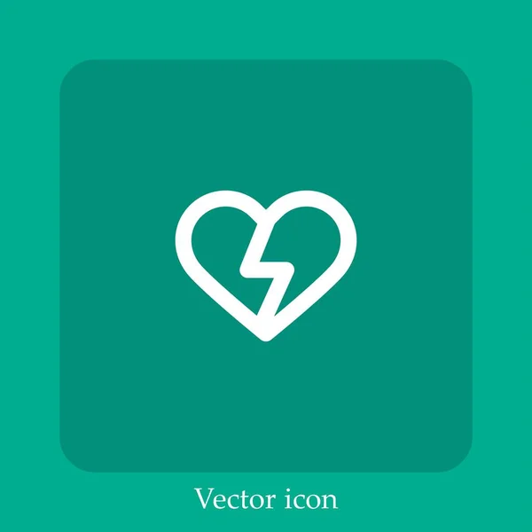 Gebrochenes Herz Vektor Symbol Lineare Icon Line Mit Editierbarem Strich — Stockvektor