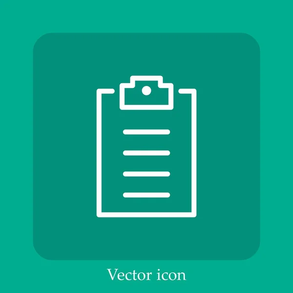 Prancheta Com Ícone Vetor Lista Linear Icon Line Com Curso — Vetor de Stock