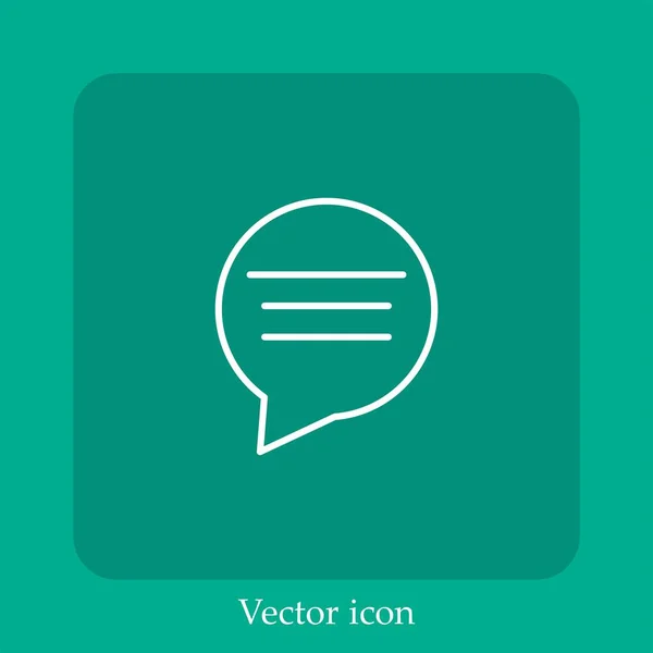 Kommentar Kreisballon Mit Textzeilen Vektor Symbol Lineares Icon Linie Mit — Stockvektor