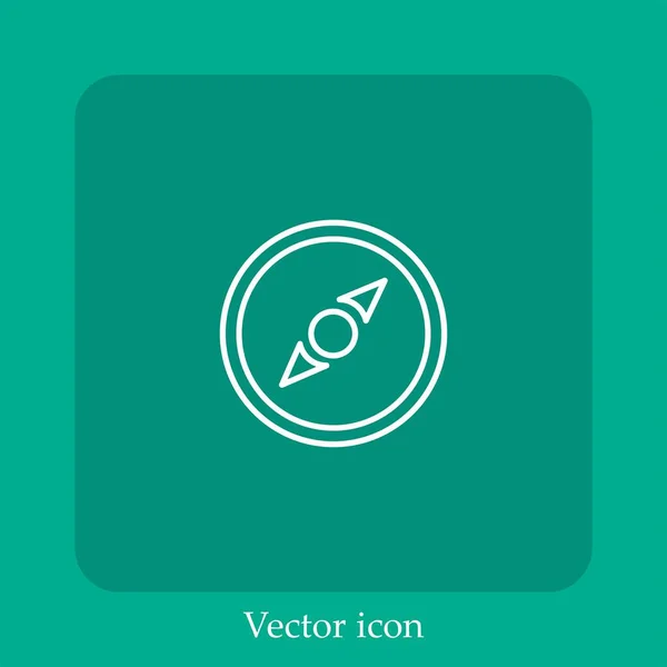 Icône Vectorielle Guide Aiguille Boussole Icône Linéaire Ligne Avec Course — Image vectorielle