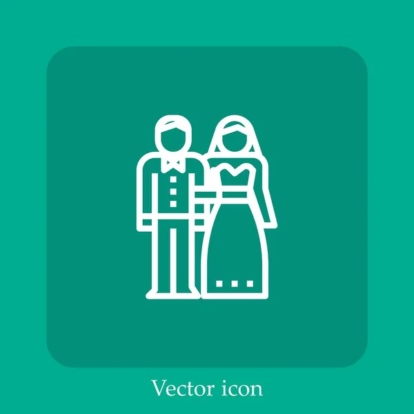 Pareja Icono Vectorial Icon Line Lineal Con Carrera Editable — Vector de stock