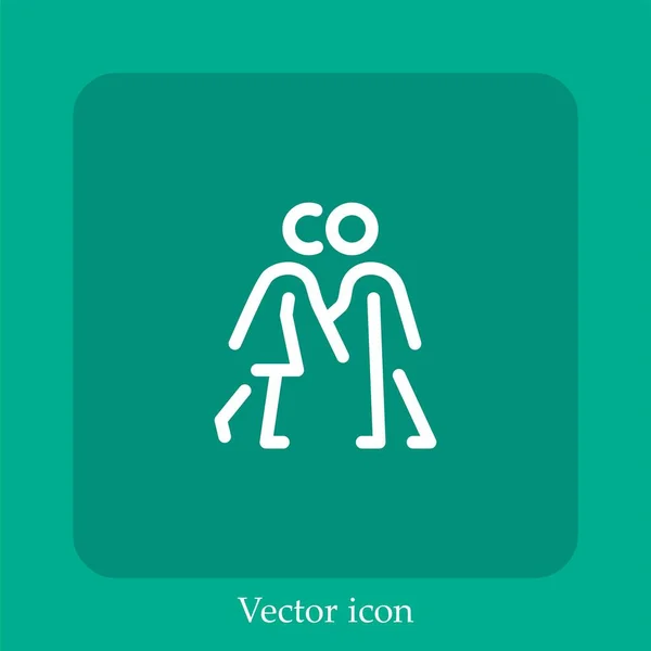 Couple Kissing Vector Icon Linear Icon Line Editable Stroke — Stock Vector