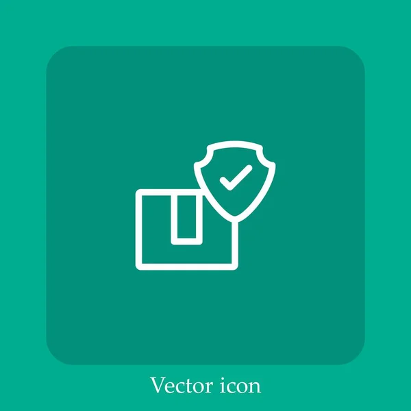 Entrega Caja Verificación Vector Icono Icon Line Lineal Con Carrera — Vector de stock
