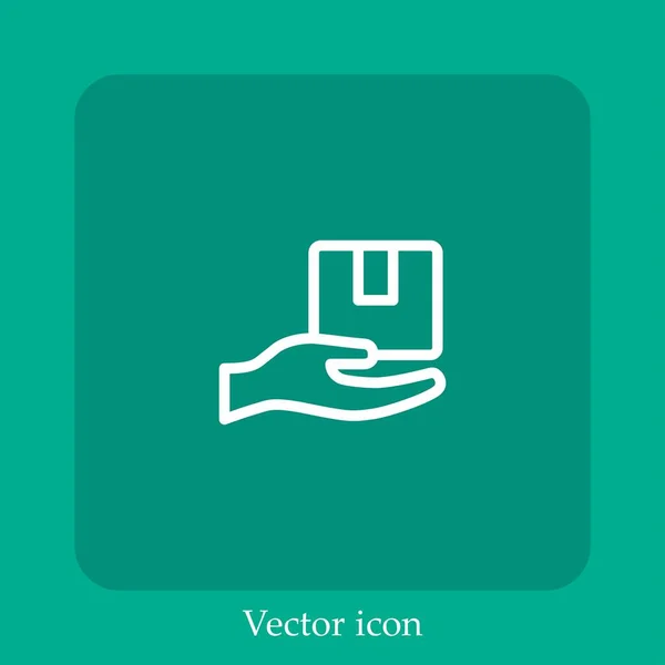 Livraison Icône Vectorielle Main Icône Linéaire Ligne Avec Course Modifiable — Image vectorielle