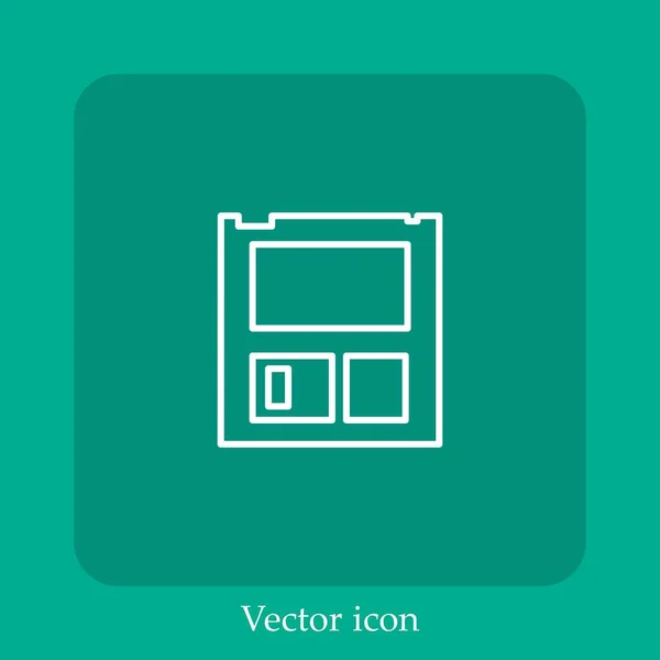 Diskette Geheugen Vector Pictogram Lineair Icon Line Met Bewerkbare Slag — Stockvector