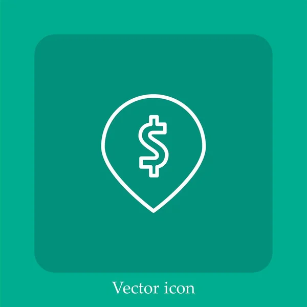 Dollar Pointer Vector Icon Linear Icon Line Editable Stroke — Stock Vector