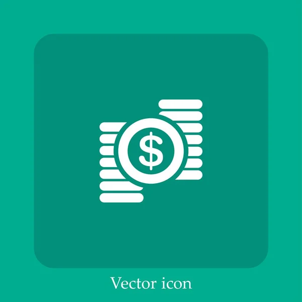 Dólar Signo Montones Monedas Icono Vectorial Icon Line Lineal Con — Vector de stock