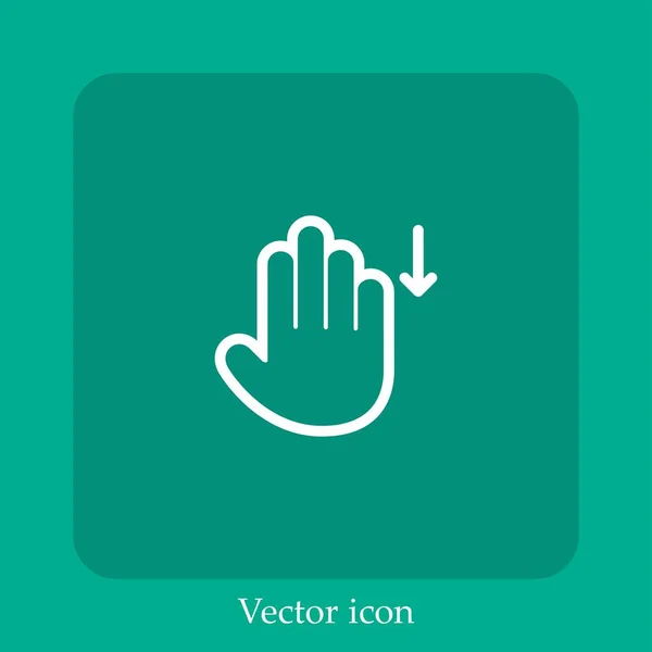 Arrastre Hacia Abajo Icono Vector Icon Line Lineal Con Carrera — Vector de stock
