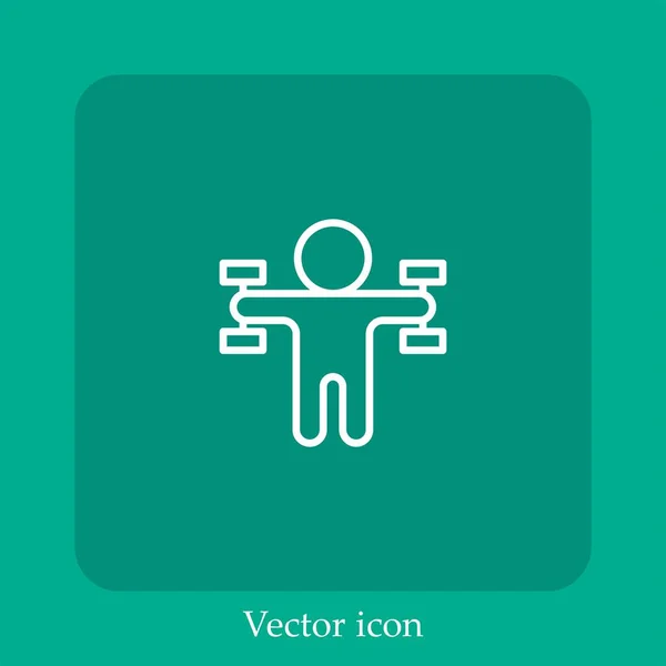 Haltères Exercice Icône Vectorielle Icône Linéaire Ligne Avec Course Modifiable — Image vectorielle
