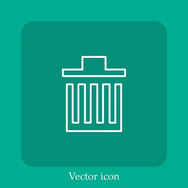 Icono Vector Cubo Basura Icon Line Lineal Con Carrera Editable — Vector de stock