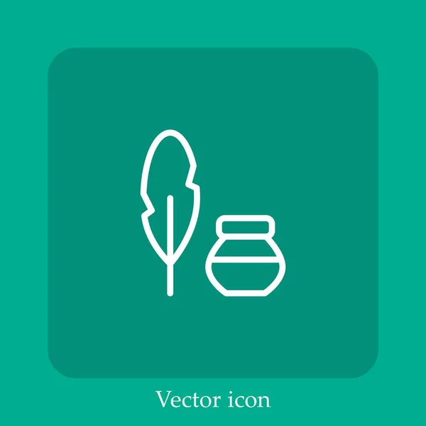 Ícone Vetor Pena Tinta Linear Icon Line Com Curso Editável — Vetor de Stock