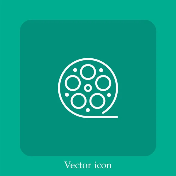 Filme Tira Ícone Vetor Linear Icon Line Com Curso Editável — Vetor de Stock