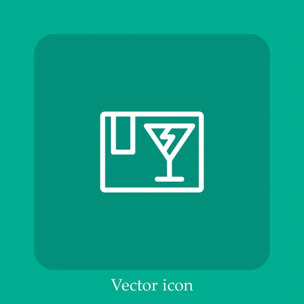 Breekbaar Pack Vector Pictogram Lineair Icon Line Met Bewerkbare Slag — Stockvector