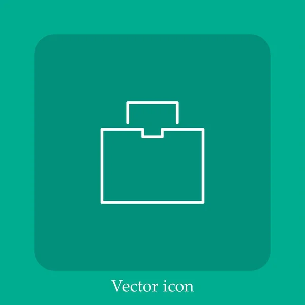 Icono Vector Cajón Abierto Frontal Icono Lineal Línea Con Carrera — Vector de stock