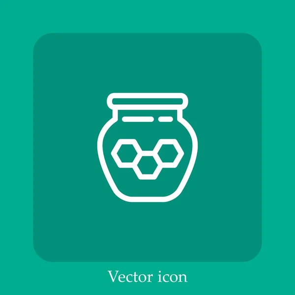 Icône Vectorielle Pot Miel Icône Linéaire Ligne Avec Trait Modifiable — Image vectorielle