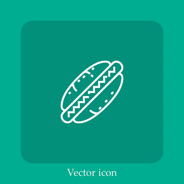 Icône Vectorielle Hot Dog Icône Linéaire Ligne Avec Course Modifiable — Image vectorielle