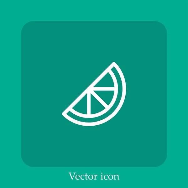 Rebanada Inclinada Del Icono Del Vector Limón Icon Line Lineal — Vector de stock