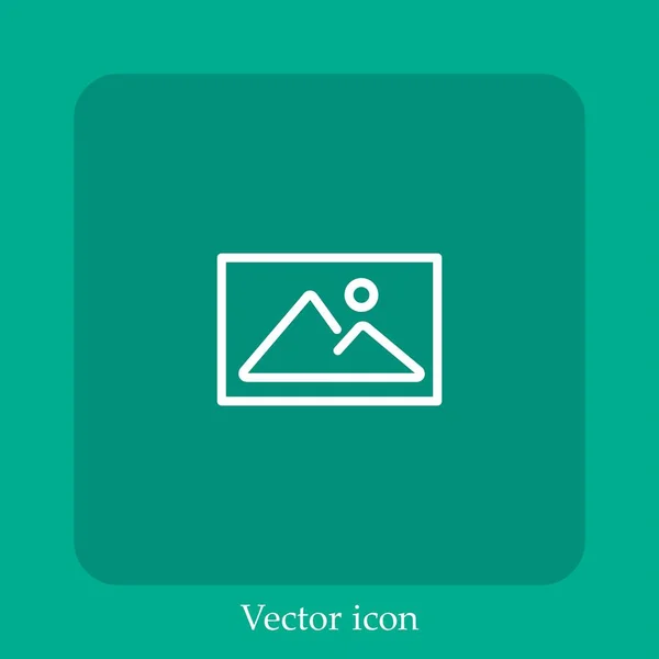 Querformat Bild Vektor Symbol Linear Icon Line Mit Editierbarem Strich — Stockvektor