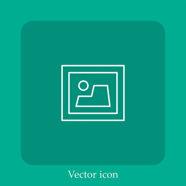 Paisagem Dentro Ícone Vetorial Quadro Linear Icon Line Com Curso — Vetor de Stock