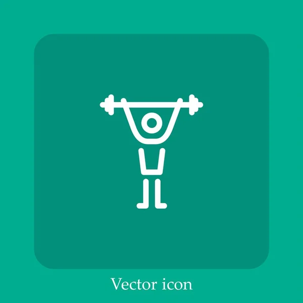 Elevación Doble Mancuernas Icono Vectorial Icon Line Lineal Con Carrera — Vector de stock