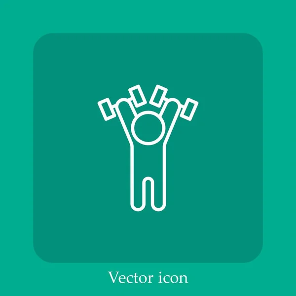 Lifting Dumbbells Vector Icon Linear Icon Line Editable Stroke — Stock Vector