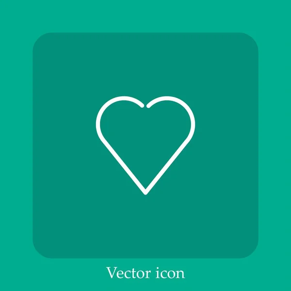 Línea Corazón Icono Vector Icon Line Lineal Con Carrera Editable — Vector de stock