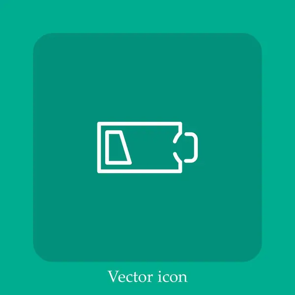 Icône Vectorielle État Charge Batterie Faible Icône Linéaire Ligne Avec — Image vectorielle