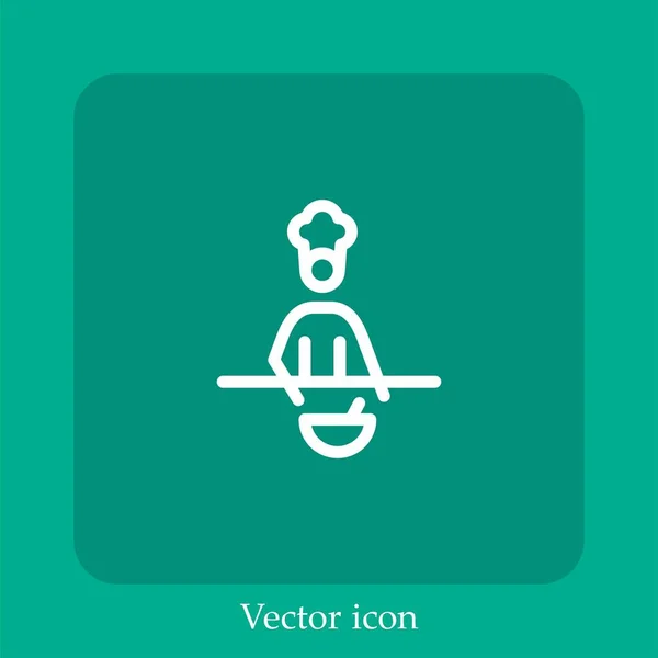 Homem Cozinhar Ícone Vetor Linear Icon Line Com Curso Editável — Vetor de Stock