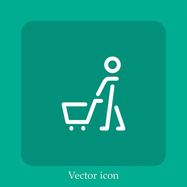 Man Shopping Vector Icon Linear Icon Line Editable Stroke — Stock Vector