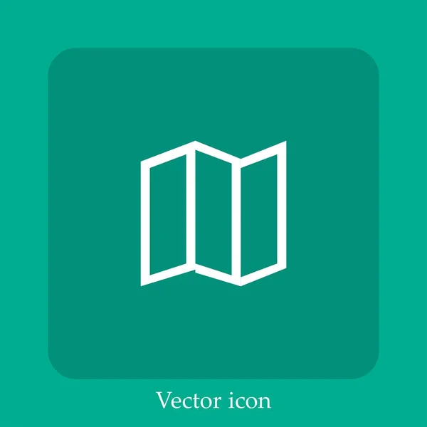 Karte Gefaltete Papierumrandung Vektor Symbol Lineare Icon Line Mit Editierbarem — Stockvektor