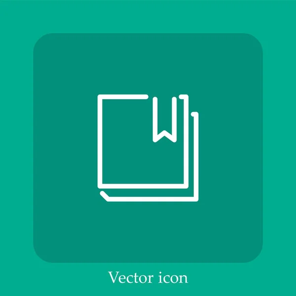 Icône Vectorielle Livre Marquée Icône Linéaire Ligne Avec Trait Modifiable — Image vectorielle