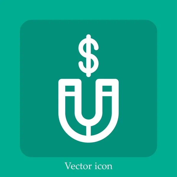 Icono Vector Imán Dinero Icon Line Lineal Con Carrera Editable — Vector de stock