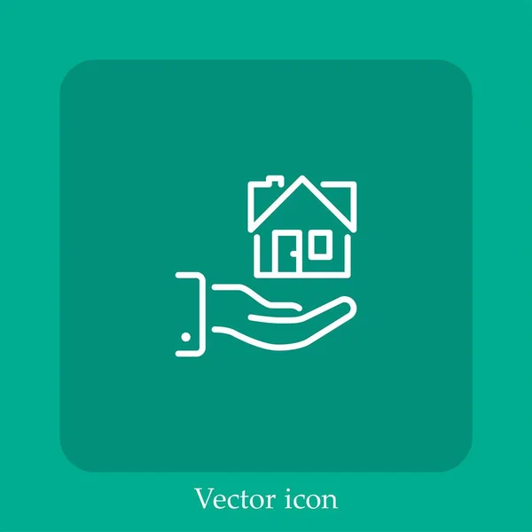 Icono Vector Hipotecario Icon Line Lineal Con Carrera Editable — Vector de stock