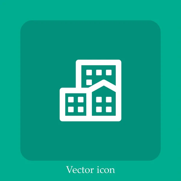 Office Block Vector Icon Linear Icon Line Editable Stroke — Stock Vector