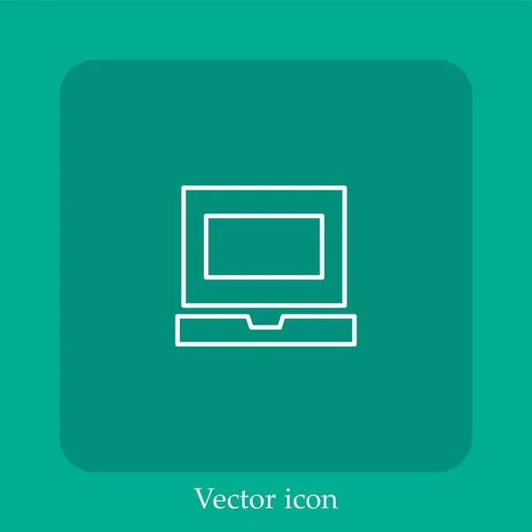 Vieille Icône Vectorielle Ordinateur Icône Linéaire Ligne Avec Course Modifiable — Image vectorielle