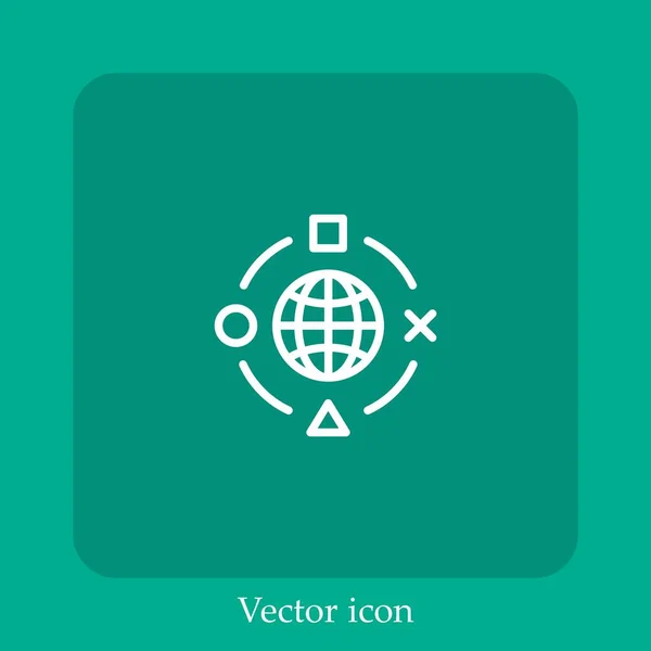 Online Game Vector Pictogram Lineair Icon Line Met Bewerkbare Slag — Stockvector