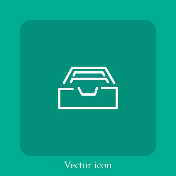Ícone Vetor Gaveta Frontal Aberto Icon Line Linear Com Curso — Vetor de Stock